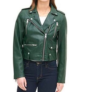 Levi’s faux leather green jacket Sz L
